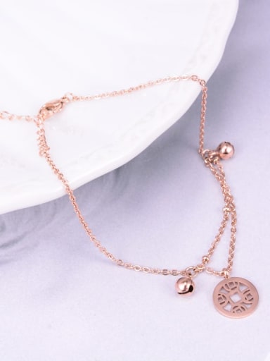 Titanium Hollow Round Coins Bell   Anklet