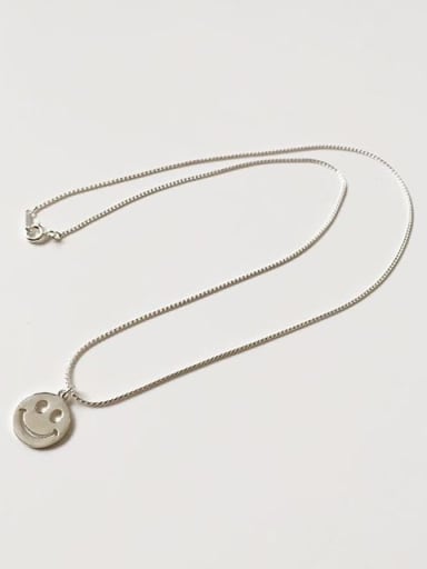 925 Sterling Silver Face smile Trend Initials Necklace