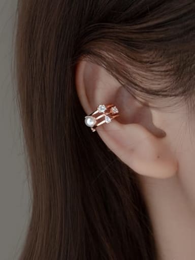 925 Sterling Silver Imitation Pearl Geometric Minimalist Single Earring