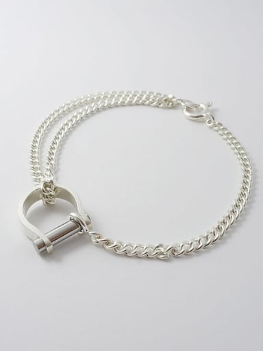 925 Sterling Silver Letter D Trend Link Bracelet