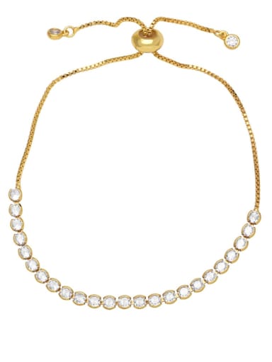 white Brass Cubic Zirconia Geometric Minimalist Adjustable Bracelet