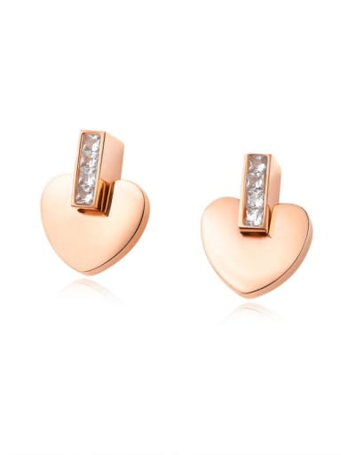 Stainless steel Rhinestone Heart Minimalist Stud Earring