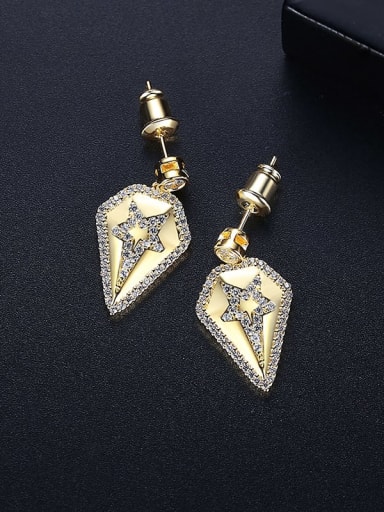 Brass Rhinestone Triangle Vintage Drop Earring