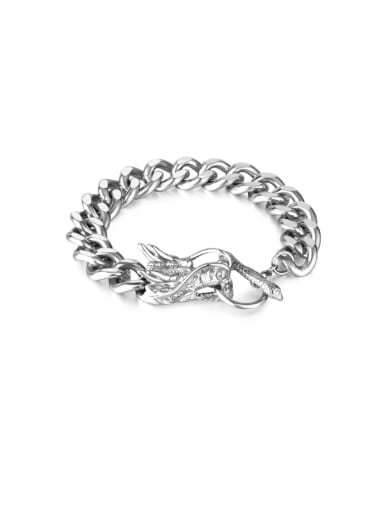 Stainless steel Zodiac Dragon Head Hip Hop Link Bracelet