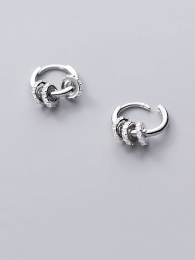 925 Sterling Silver Rhinestone Geometric Minimalist Huggie Earring