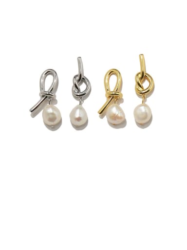 Copper Imitation Pearl White Irregular Vintage Drop Earring