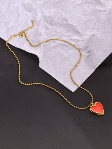 Stainless steel Enamel Heart Hip Hop  Bead Chain Necklace