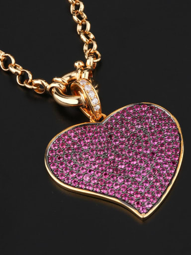 Corundum Copper Cubic Zirconia Heart Vintage Pendant Necklace
