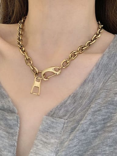 Titanium Steel Hollow  Geometric Chain Vintage Necklace