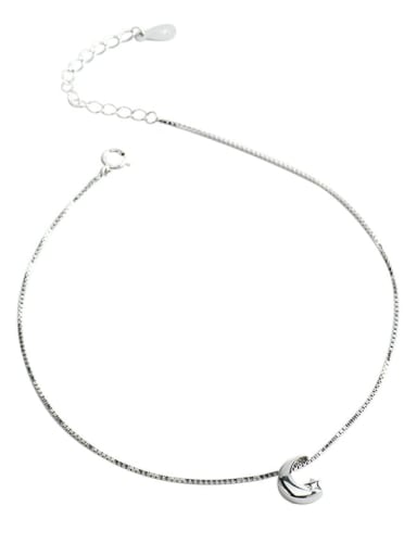 925 Sterling Silver Moon Minimalist  Anklet