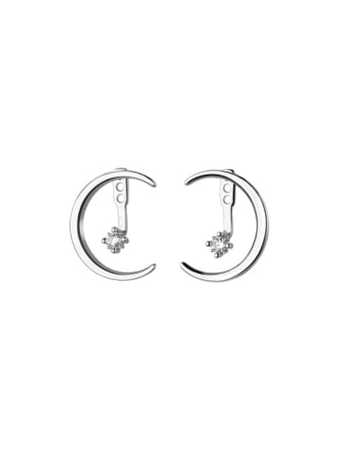 925 Sterling Silver Moon Minimalist Stud Earring