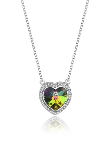 JYXZ 004 (gradient green) 925 Sterling Silver Austrian Crystal Heart Classic Necklace