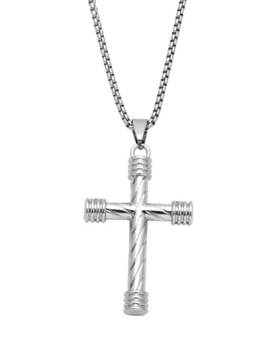 Stainless steel Chain Alloy Pendant  Cross Hip Hop Long Strand Necklace