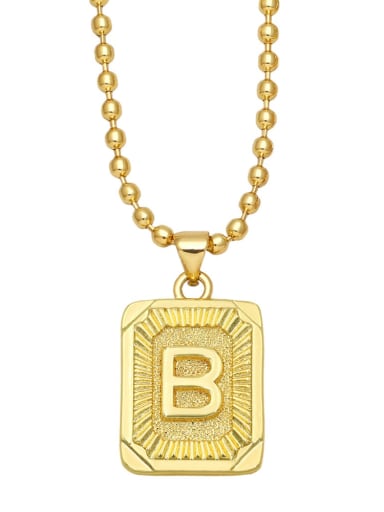 B Brass Letter Vintage Geometry Pendant Necklace