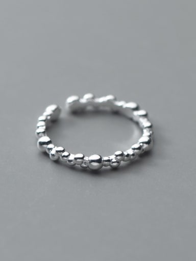 925 Sterling Silver Bead Irregular Minimalist Band Ring