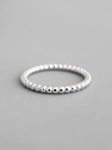 925 Sterling Silver Bead White Round Minimalist Midi Ring
