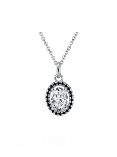 925 Sterling Silver Cubic Zirconia Oval Dainty Necklace