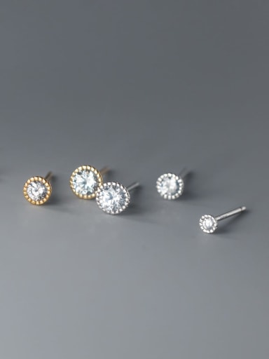 925 Sterling Silver Cubic Zirconia Round Stud Earring