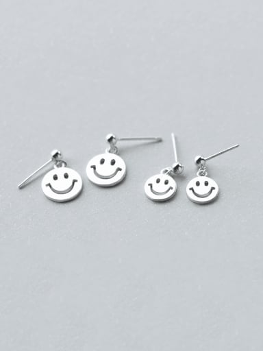 925 Sterling Silver Smiley Minimalist Drop Earring