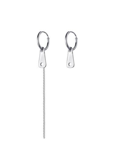 925 Sterling Silver Asymmetry Tassel Minimalist Drop Earring