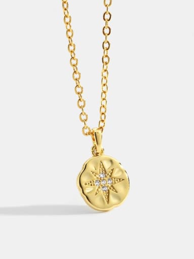 Brass Cubic Zirconia  Minimalist Six Pointed Star Necklace