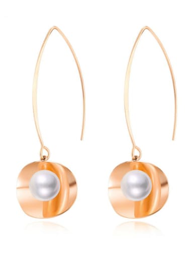 Titanium Imitation Pearl Geometric Minimalist Hook Earring