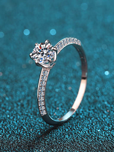Sterling Silver Moissanite White  Dainty Engagement Rings
