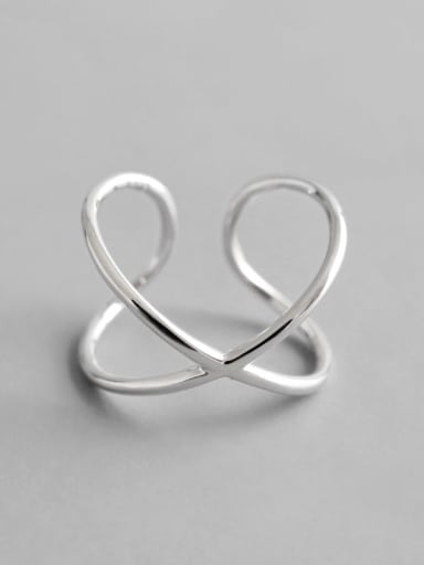 925 sterling silver line crossing minimalist Free Size Band Ring