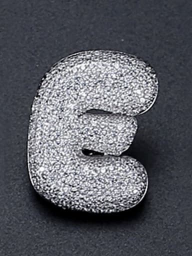 X23121906 E Brass Cubic Zirconia Letter Dainty Brooch
