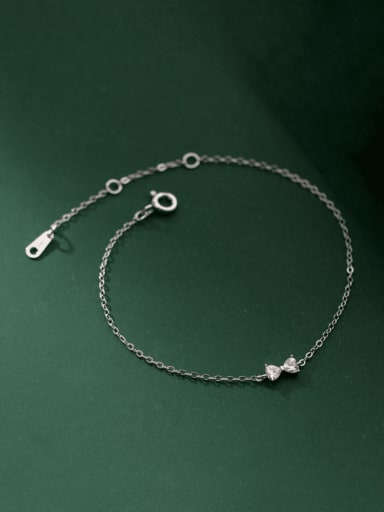 925 Sterling Silver Cubic Zirconia Bowknot Dainty Link Bracelet