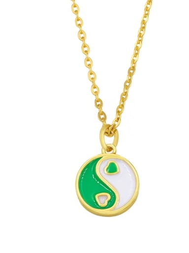 green Brass Enamel Geometric Ethnic Necklace