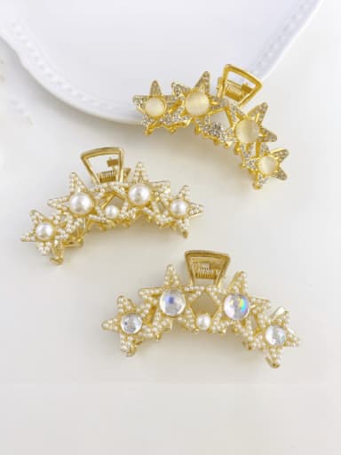 custom Alloy Imitation Pearl  Trend  Five-pointed star Jaw Hair Claw