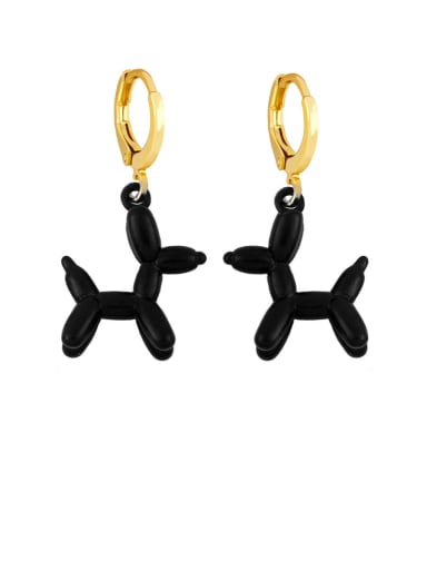 black Brass Enamel Dog Cute Huggie Earring