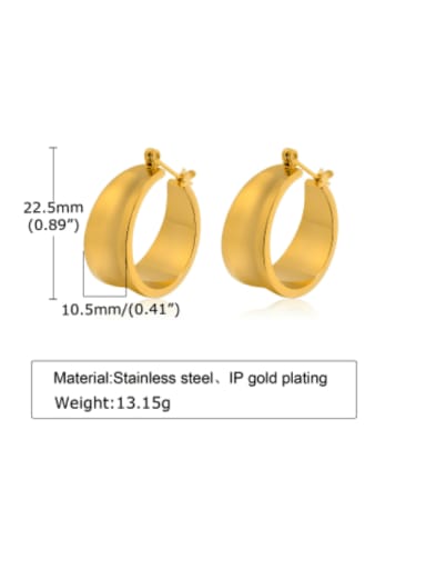 gold Stainless steel Smooth Geometric Minimalist Huggie Earring