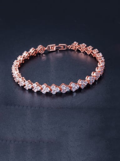 custom Copper Cubic Zirconia Heart Dainty Bracelet