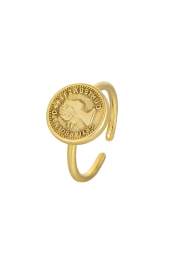 Gold English alphabet head ring 925 Sterling Silver Irregular Vintage Band Ring