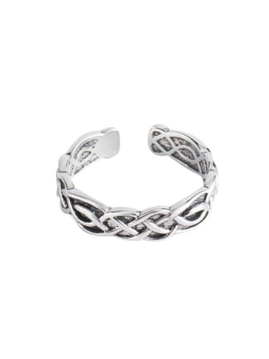 925 Sterling Silver Twist Cross Vintage Band Ring