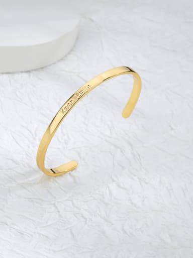 Gold lettering Bracelet Brass Geometric Minimalist Cuff Bangle