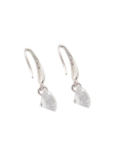 925 Sterling Silver Cubic Zirconia Water Drop Minimalist Hook Earring