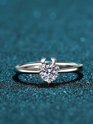 Sterling Silver Moissanite White Engagement Rings