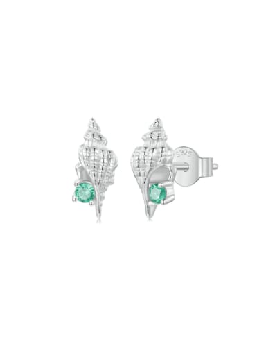 925 Sterling Silver Cubic Zirconia Irregular Conch Trend Stud Earring