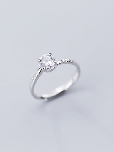 925 Sterling Silver Minimalist Square Cubic Zirconia Free Size Ring