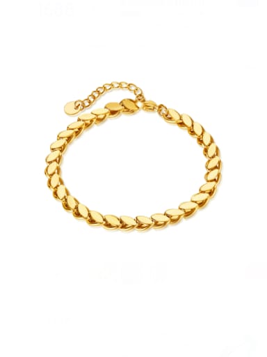 GS1490 Gold Stainless steel Wheatear Hip Hop Bracelet