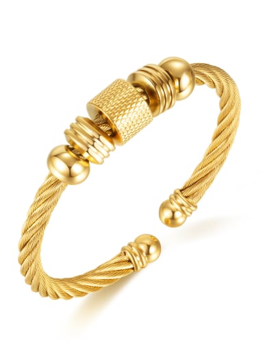 1021 Rose Gold Plated Bracelet Titanium Steel Geometric Vintage Cuff Bangle
