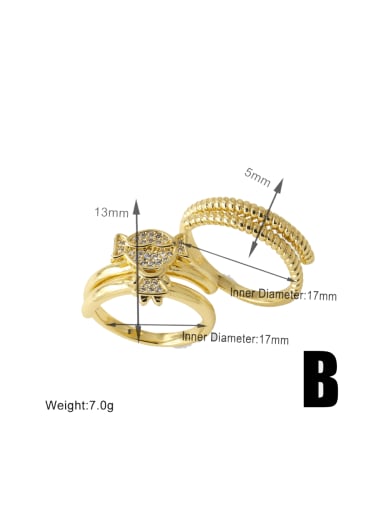 B Brass Cubic Zirconia Boy Trend Stackable Ring