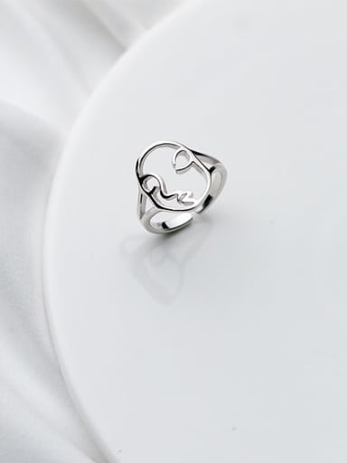 925 Sterling Silver  Minimalist Hollow Face Free Size Ring