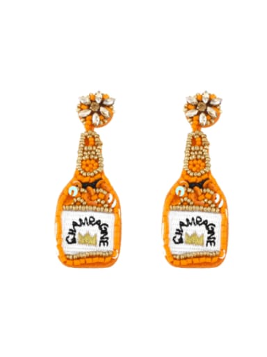 orange Brass Bead Geometric Bohemia Hand-woven Drop Earring