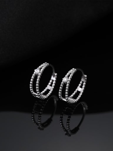 ES2301 platinum 925 Sterling Silver Geometric Minimalist Huggie Earring
