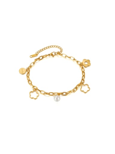 Brass Imitation Pearl  Flower Minimalist Anklet