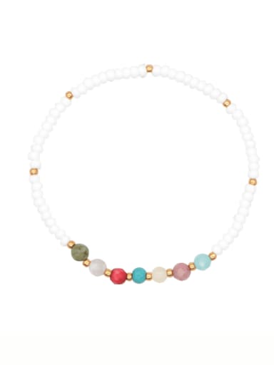 Stainless steel Freshwater Pearl Multi Color Round Bohemia Stretch Bracelet
